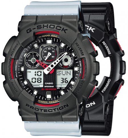 Zegarek męski G-SHOCK SET GA-100-1A4ER + BEZEL 10467795 + PASEK 10527469