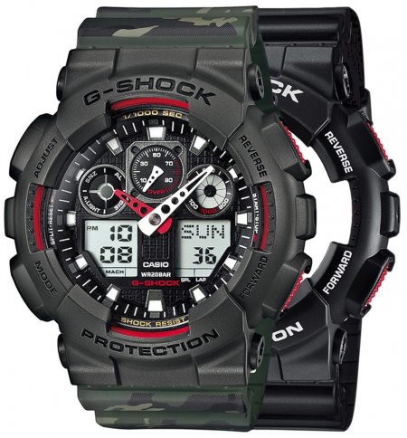 Zegarek męski G-SHOCK SET GA-100-1A4ER + BEZEL 10467795 + PASEK 10561429