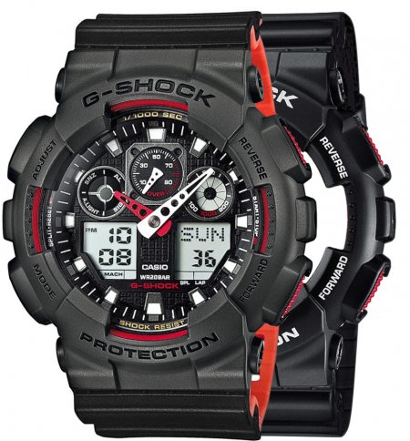 Zegarek męski G-SHOCK SET GA-100-1A4ER + BEZEL 10467795 + PASEK 10577142