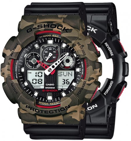 Zegarek męski G-SHOCK SET GA-100-1A4ER + BEZEL 10507070 + PASEK 10347688