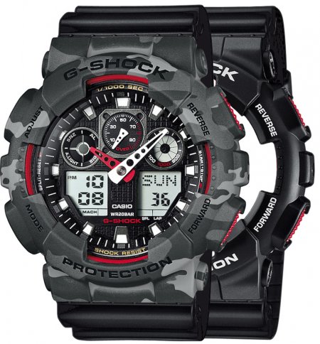 Zegarek męski G-SHOCK SET GA-100-1A4ER + BEZEL 10507071 + PASEK 10347688