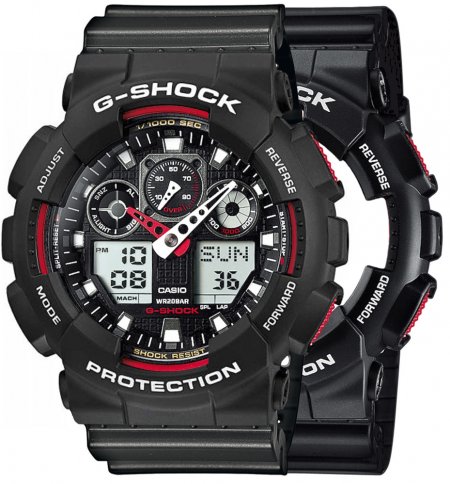 Zegarek męski G-SHOCK SET GA-100-1A4ER + BEZEL 10508136 + PASEK 10467764