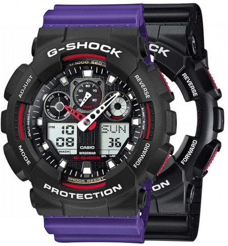 Zegarek męski G-SHOCK SET GA-100-1A4ER + BEZEL 10508136 + PASEK 10498156