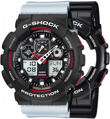 Zegarek męski G-SHOCK SET GA-100-1A4ER + BEZEL 10508136 + PASEK 10527469