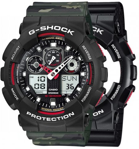 Zegarek męski G-SHOCK SET GA-100-1A4ER + BEZEL 10508136 + PASEK 10561429
