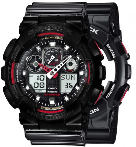 Zegarek męski G-SHOCK SET GA-100-1A4ER + BEZEL 10523429 + PASEK 10378391