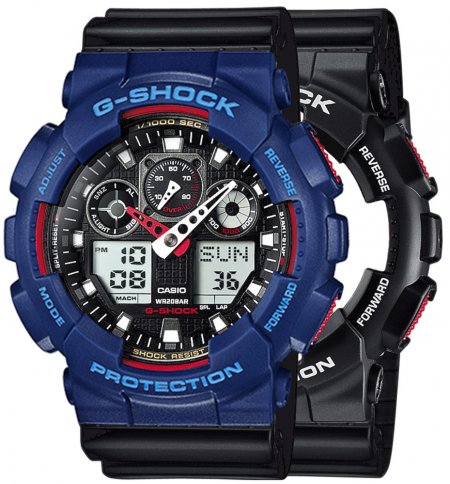 Zegarek męski G-SHOCK SET GA-100-1A4ER + BEZEL 10527398 + PASEK 10347688
