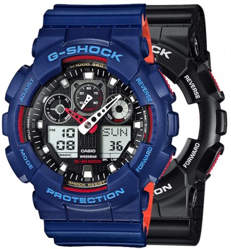 Zegarek męski G-SHOCK SET GA-100-1A4ER + BEZEL 10527398 + PASEK 10527467
