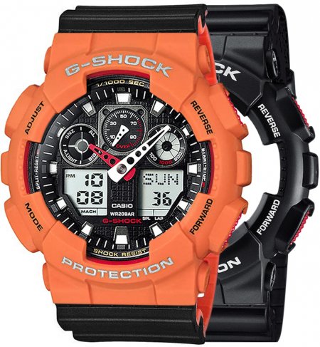 Zegarek męski G-SHOCK SET GA-100-1A4ER + BEZEL 10589006 + PASEK 10577142