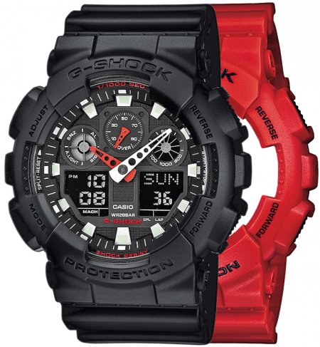 Zegarek męski G-SHOCK SET GA-100B-4AER + BEZEL 10358741 + PASEK 10347688