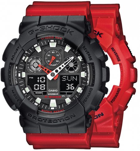 Zegarek męski G-SHOCK SET GA-100B-4AER + BEZEL 10358741 + PASEK 10395226