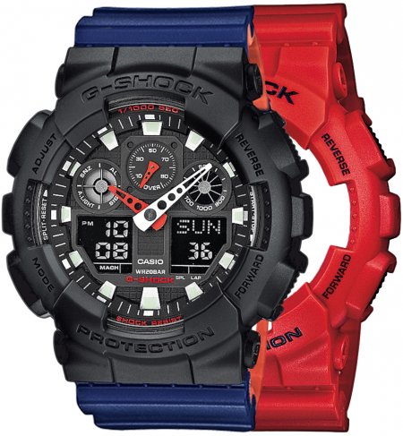 Zegarek męski G-SHOCK SET GA-100B-4AER + BEZEL 10358741 + PASEK 10527467
