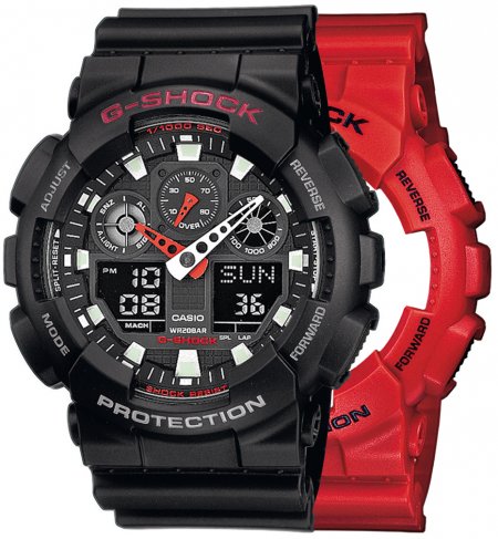 Zegarek męski G-SHOCK SET GA-100B-4AER + BEZEL 10378531 + PASEK 10347688