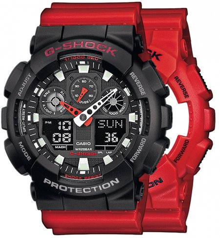 Zegarek męski G-SHOCK SET GA-100B-4AER + BEZEL 10378531 + PASEK 10395226