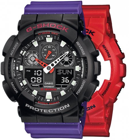 Zegarek męski G-SHOCK SET GA-100B-4AER + BEZEL 10378531 + PASEK 10498156