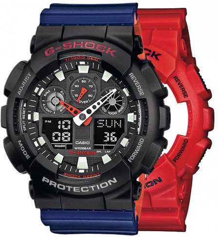 Zegarek męski G-SHOCK SET GA-100B-4AER + BEZEL 10378531 + PASEK 10527467