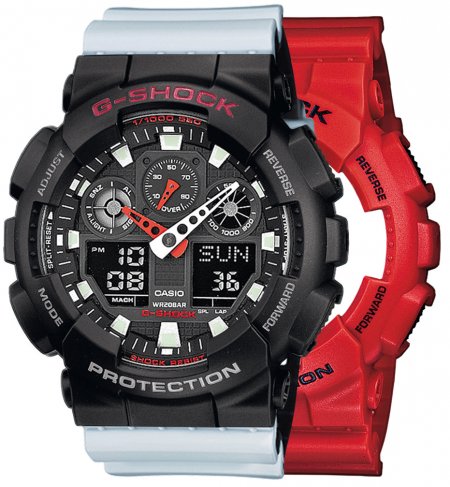 Zegarek męski G-SHOCK SET GA-100B-4AER + BEZEL 10378531 + PASEK 10527469