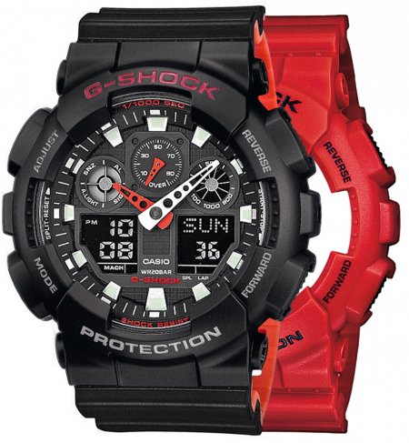 Zegarek męski G-SHOCK SET GA-100B-4AER + BEZEL 10378531 + PASEK 10577142