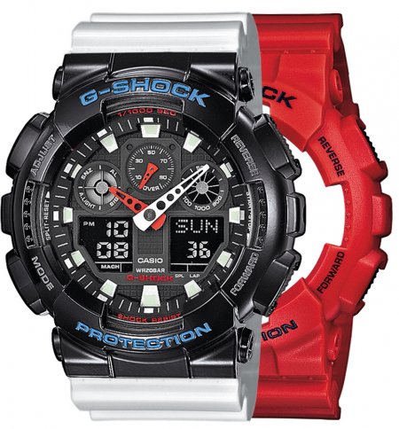 Zegarek męski G-SHOCK SET GA-100B-4AER + BEZEL 10407691 + PASEK 10347710