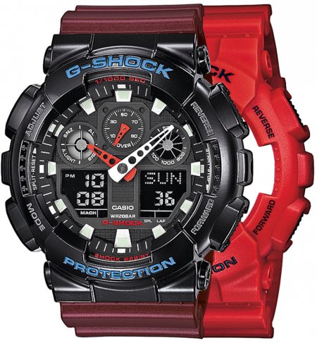 Zegarek męski G-SHOCK SET GA-100B-4AER + BEZEL 10407691 + PASEK 10477355