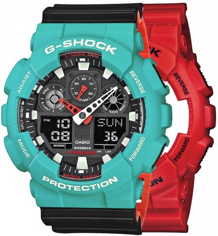 Zegarek męski G-SHOCK SET GA-100B-4AER + BEZEL 10410475 + PASEK 10577142