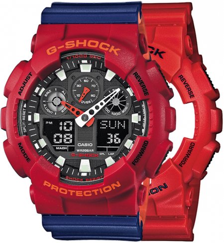 Zegarek męski G-SHOCK SET GA-100B-4AER + BEZEL 10441433 + PASEK 10527467