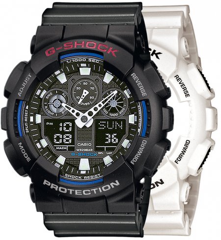 Zegarek męski G-SHOCK SET GA-100B-7AER + BEZEL 10378531 + PASEK 10467764