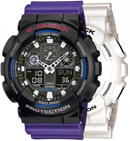 Zegarek męski G-SHOCK SET GA-100B-7AER + BEZEL 10378531 + PASEK 10498156