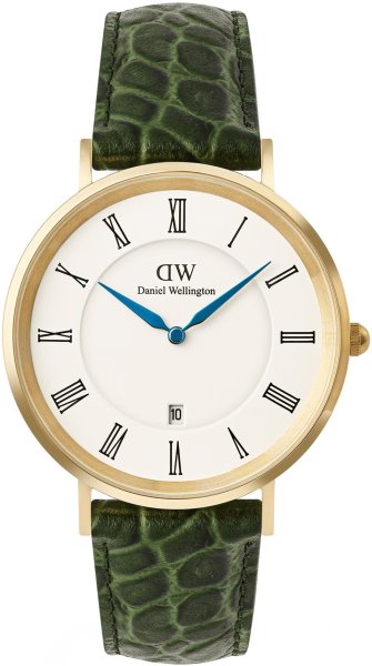 Zegarek Daniel Wellington DW00100917 Classic Roman Numerals Date Green Croc Belly Gold