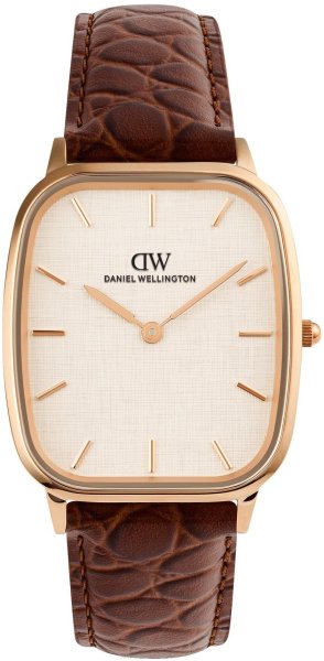 Zegarek Daniel Wellington DW00100955 Marlon Brown Croc Belly Linen Rose Gold 32mm