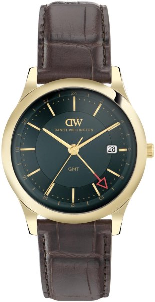 Zegarek Daniel Wellington DW00100974 Pathfinder GMT Brown-Croc Green Gold 39mm