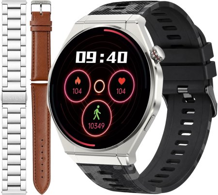 Zegarek Enter SLM.HK5.111.5312.333-SET Smart Slim Srebrny na Pasku Moro zestaw z Bransoletą i Skórzanym Paskiem