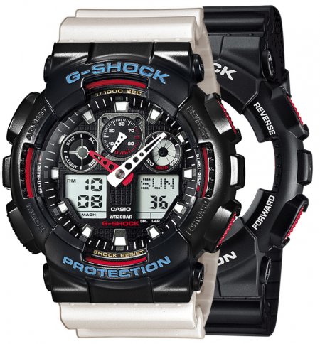 Zegarek męski G-SHOCK SET GA-100-1A4ER + BEZEL 10514393 + PASEK 10395227