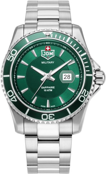 Zegarek JDM Military JDM-WG022-02 Sierra męski lotniczy 43 mm z zieloną tarczą