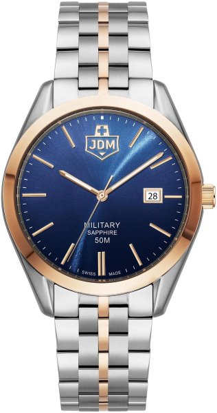 Zegarek JDM Military JDM-WG023-04 Interlaken męski srebrno-różowy 41 mm
