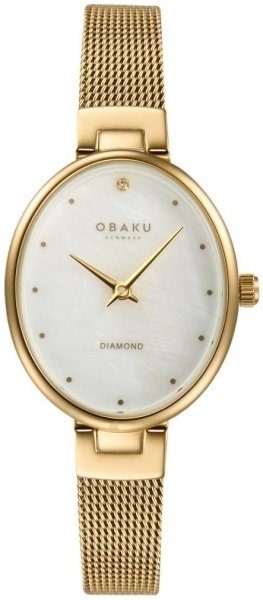 Zegarek Obaku V312LXGWMG Oval Diamond - Gold