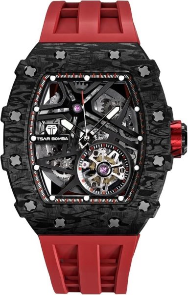 Zegarek Tsar Bomba TB8209CF-32 Elemental Carbon Fiber Automatic Black Red